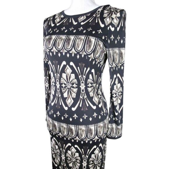 Tory Burch 100% Silk Rossella Black and White Baroque Print Dress size small - Picture 8 of 16